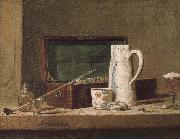 Jean Baptiste Simeon Chardin Pipe tobacco and alcohol containers browser oil painting artist